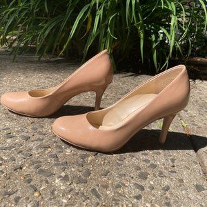 Nine West "Strength" Nude Faux Patent Leather Pump
